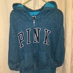 Blue/green full zip VS Pink hoodie
